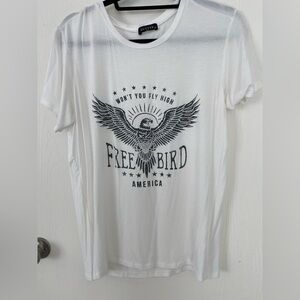 White Graphic Tee with Eagle Design